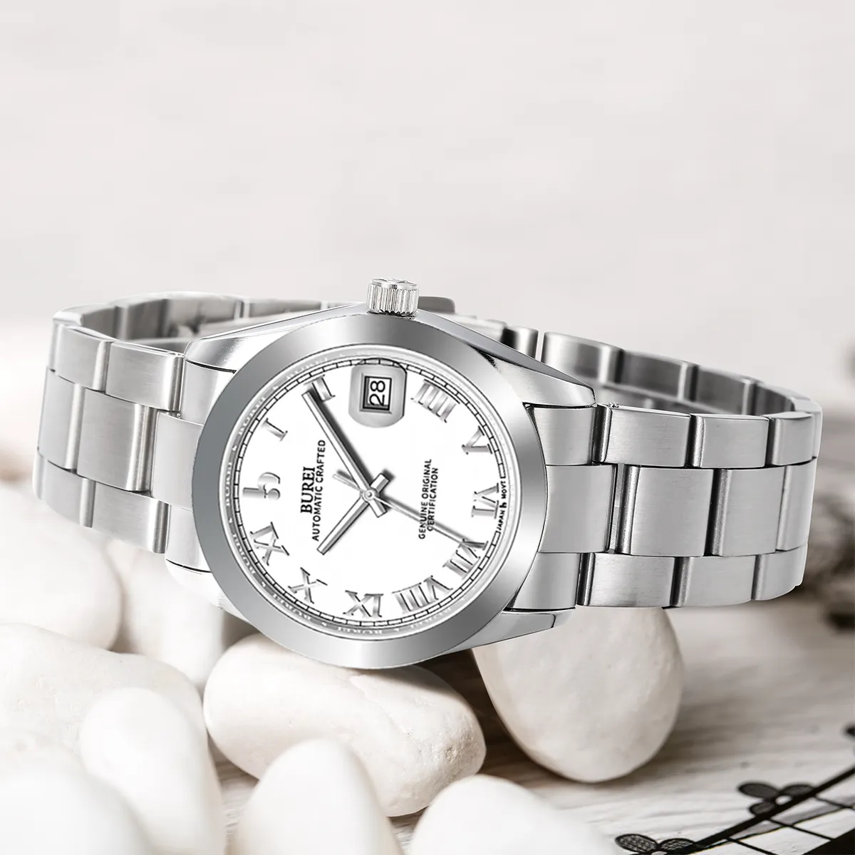 BUREI Luxury Automatic Watch 36mm, Fashion Waterproof Mechanical Watch, Adjustable Stainless Steel Two Tone Strap sold by Burei product image thumbnail 2