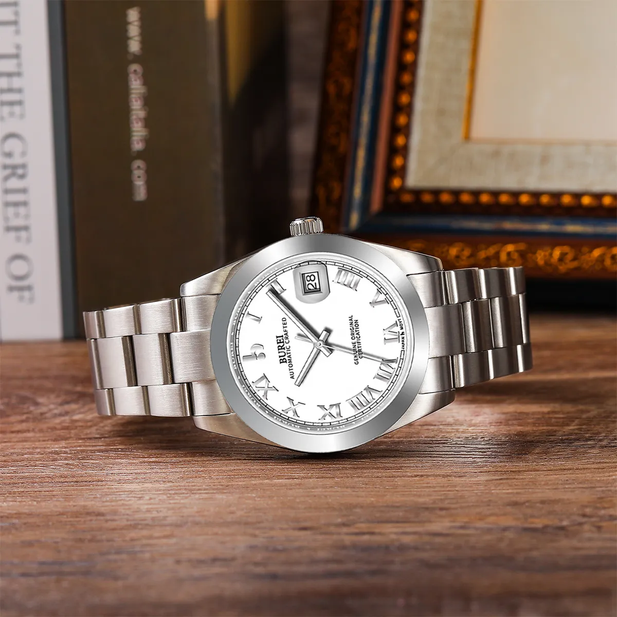 BUREI Luxury Automatic Watch 36mm, Fashion Waterproof Mechanical Watch, Adjustable Stainless Steel Two Tone Strap sold by Burei product image thumbnail 3