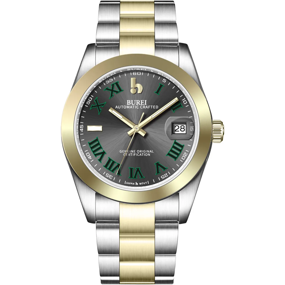 BUREI Luxury Automatic Watch 36mm, Fashion Waterproof Mechanical Watch, Adjustable Stainless Steel Two Tone Strap sold by Burei product image thumbnail 4