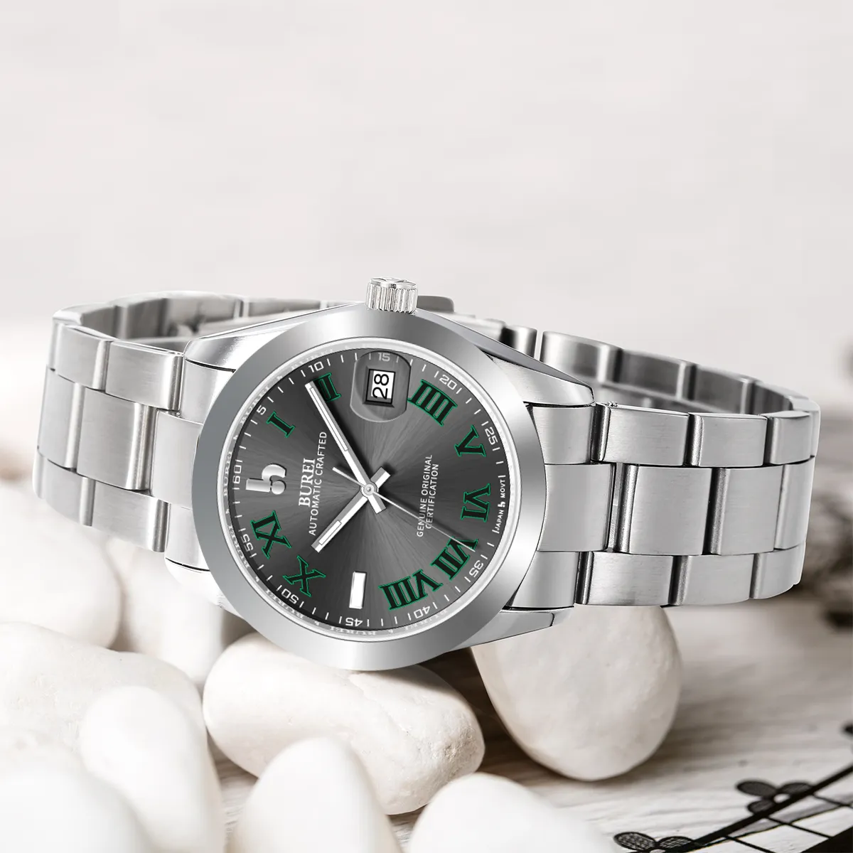 BUREI Luxury Automatic Watch 36mm, Fashion Waterproof Mechanical Watch, Adjustable Stainless Steel Two Tone Strap sold by Burei product image thumbnail 2