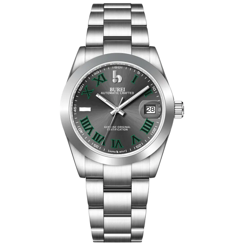 BUREI Luxury Automatic Watch 36mm, Fashion Waterproof Mechanical Watch, Adjustable Stainless Steel Two Tone Strap made by Burei