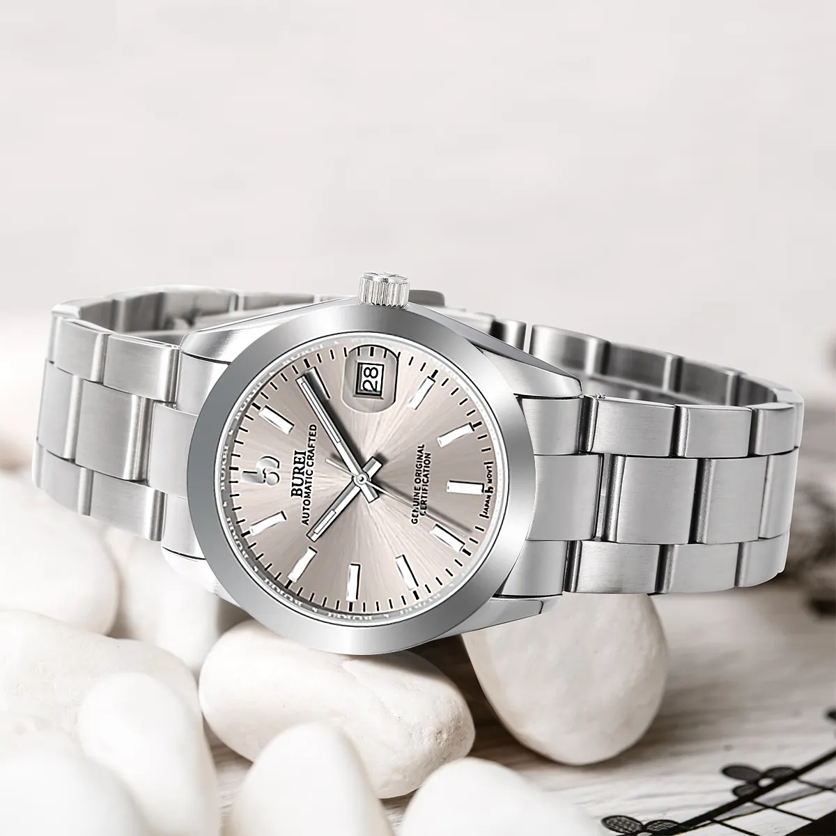 BUREI Luxury Automatic Watch 36mm, Fashion Waterproof Mechanical Watch, Adjustable Stainless Steel Two Tone Strap sold by Burei product image thumbnail 3