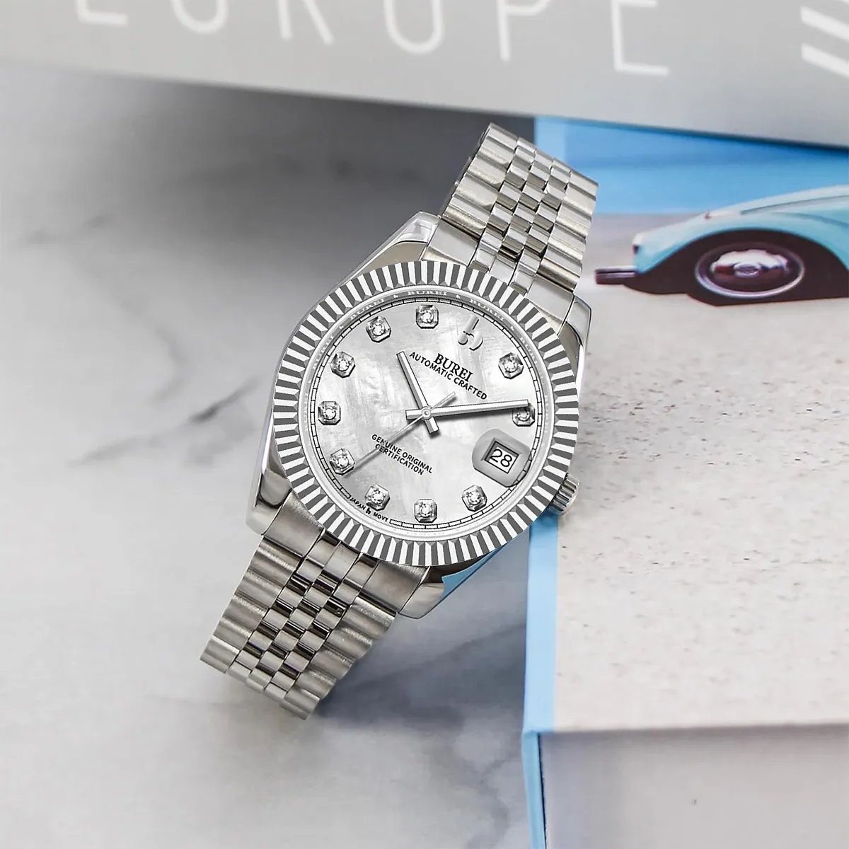 BUREI Luxury Automatic Watch 36mm, Fashion Waterproof Mechanical Watch, Adjustable Stainless Steel Two Tone Strap sold by Burei product image thumbnail 3