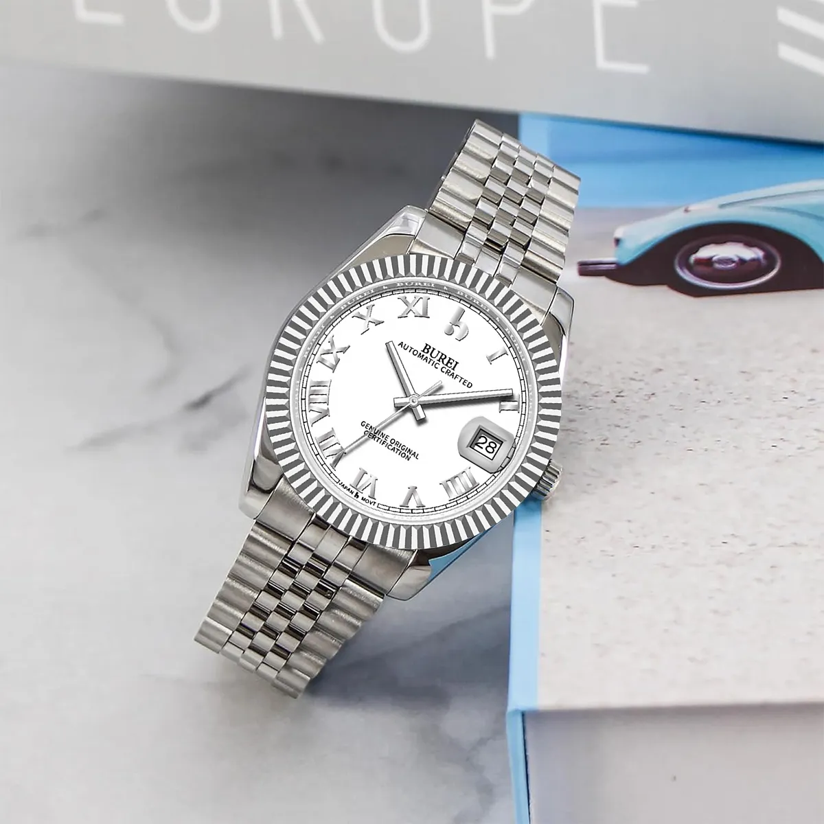 BUREI Luxury Automatic Watch 36mm, Fashion Waterproof Mechanical Watch, Adjustable Stainless Steel Two Tone Strap sold by Burei product image thumbnail 3