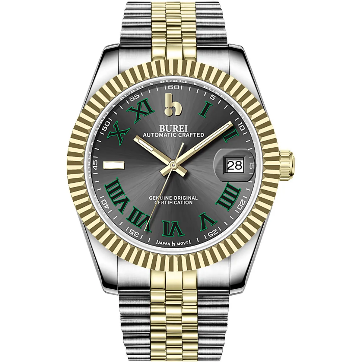 BUREI Luxury Automatic Watch 36mm, Fashion Waterproof Mechanical Watch, Adjustable Stainless Steel Two Tone Strap, Gift for Men sold by Burei product image thumbnail 4
