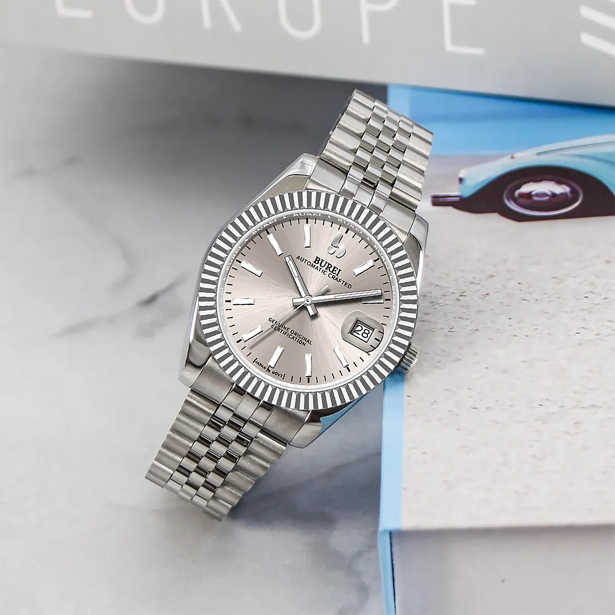 BUREI Luxury Automatic Watch 36mm, Fashion Waterproof Mechanical Watch, Adjustable Stainless Steel Two Tone Strap sold by Burei product image thumbnail 3