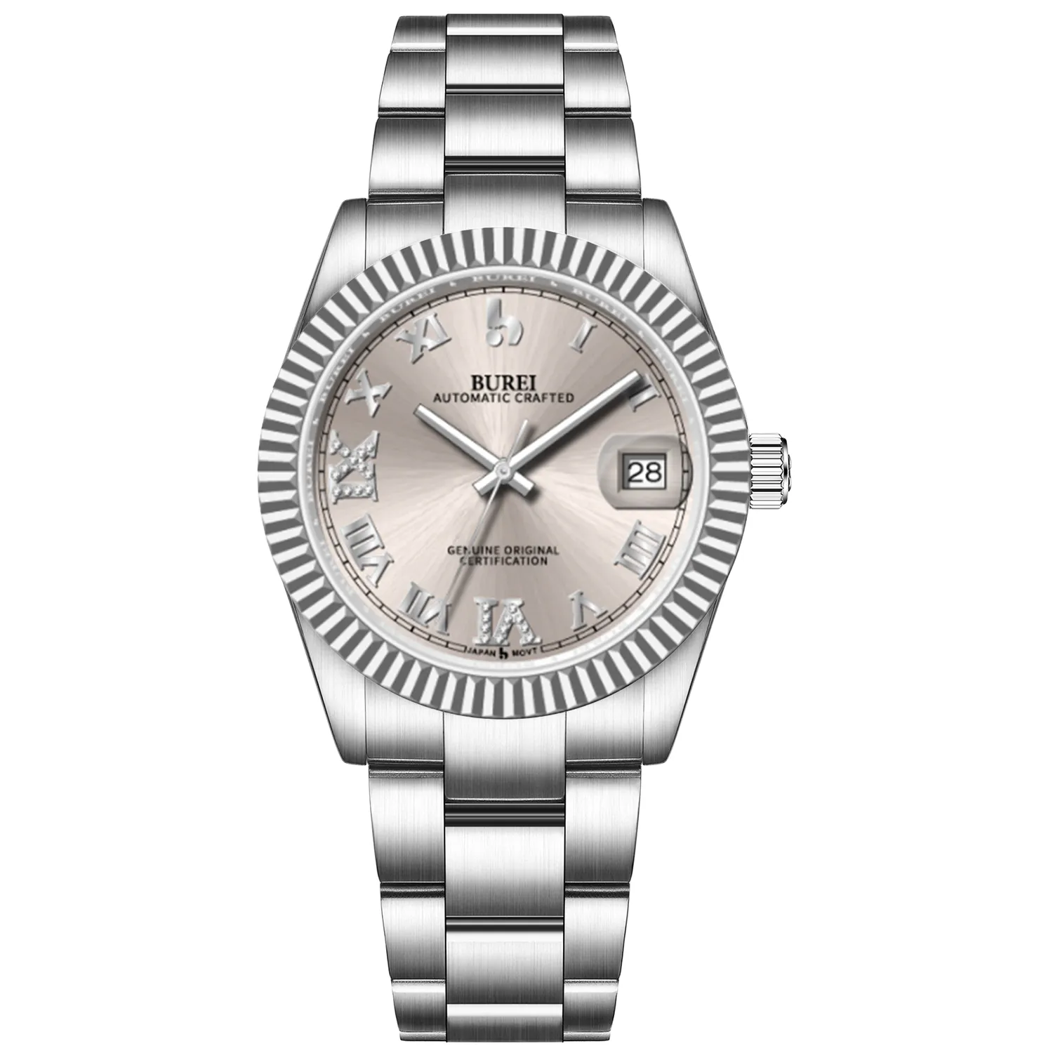 BUREI Luxury Automatic Watch 36mm, Fashion Waterproof Mechanical Watch, Adjustable Stainless Steel Two Tone Strap sold by Burei