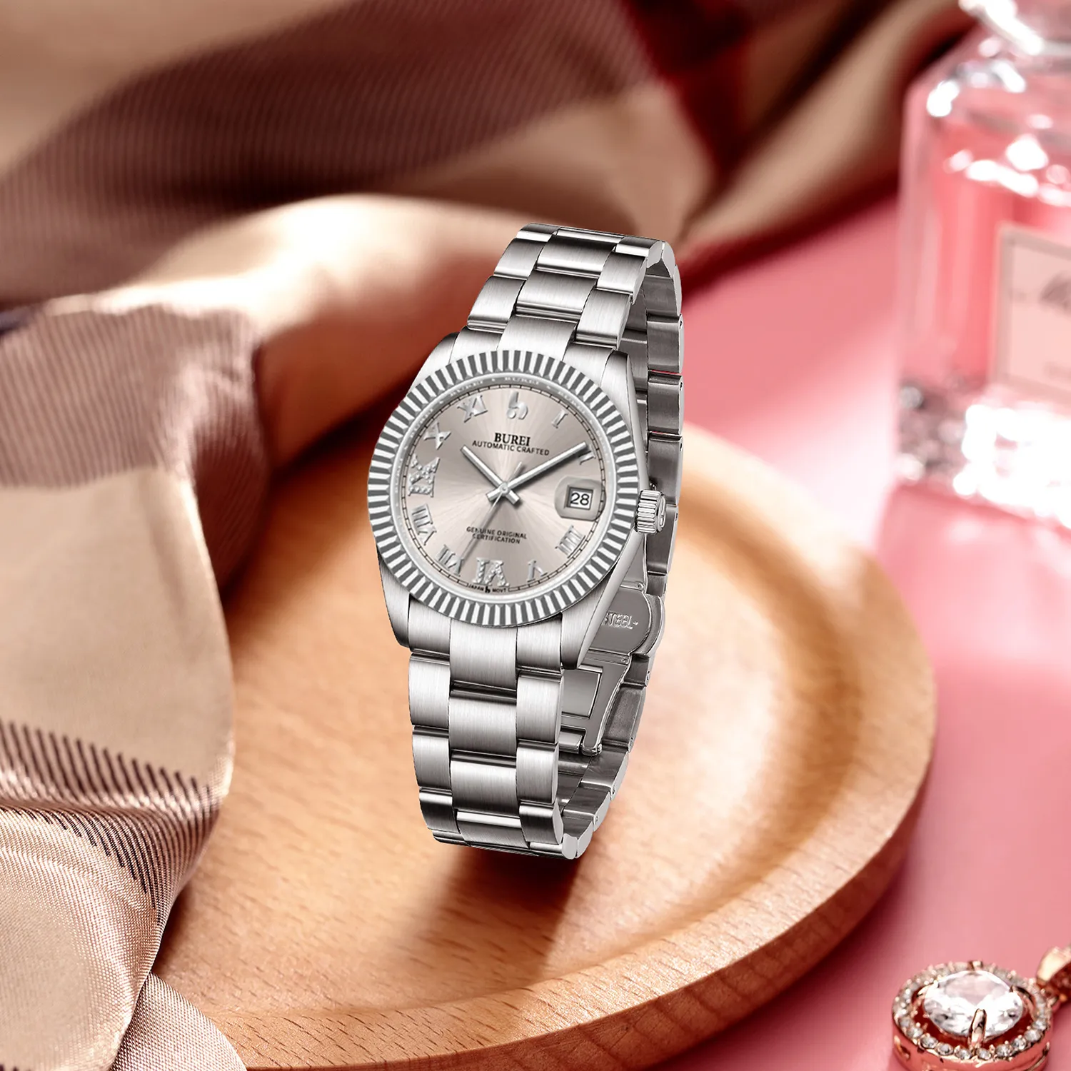 BUREI Luxury Automatic Watch 36mm, Fashion Waterproof Mechanical Watch, Adjustable Stainless Steel Two Tone Strap sold by Burei product image thumbnail 3