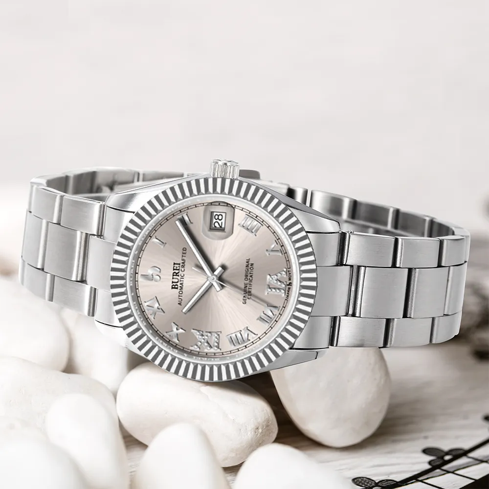 BUREI Luxury Automatic Watch 36mm, Fashion Waterproof Mechanical Watch, Adjustable Stainless Steel Two Tone Strap sold by Burei product image thumbnail 4
