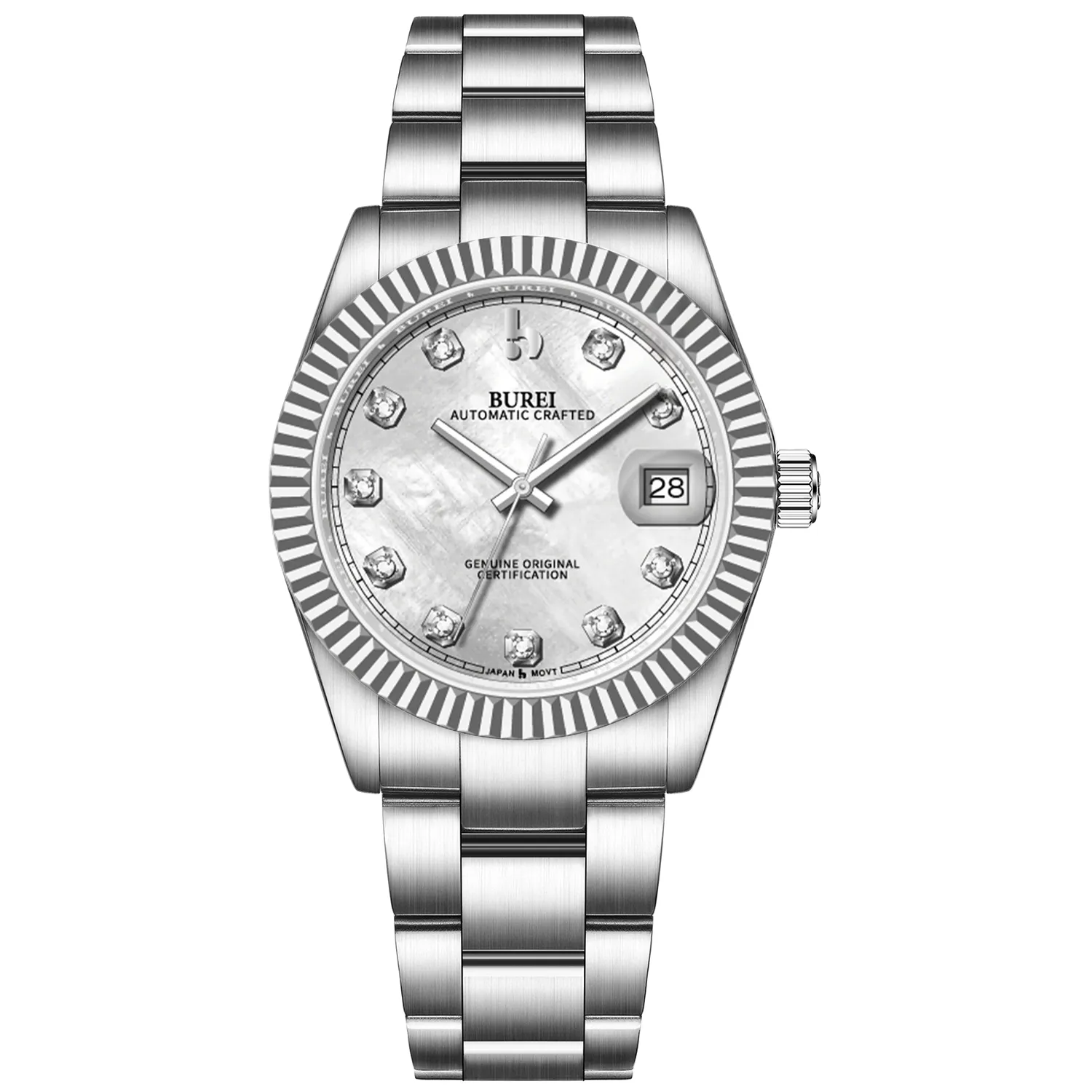 BUREI Luxury Automatic Watch 36mm, Fashion Waterproof Mechanical Watch, Adjustable Stainless Steel Two Tone Strap sold by Burei