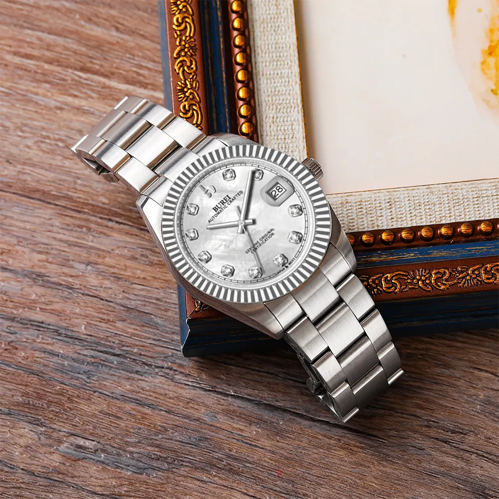 BUREI Luxury Automatic Watch 36mm, Fashion Waterproof Mechanical Watch, Adjustable Stainless Steel Two Tone Strap sold by Burei product image thumbnail 3