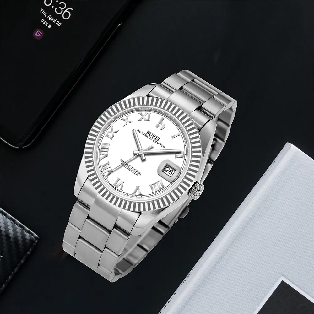 BUREI Luxury Automatic Watch 36mm, Fashion Waterproof Mechanical Watch, Adjustable Stainless Steel Two Tone Strap sold by Burei product image thumbnail 2
