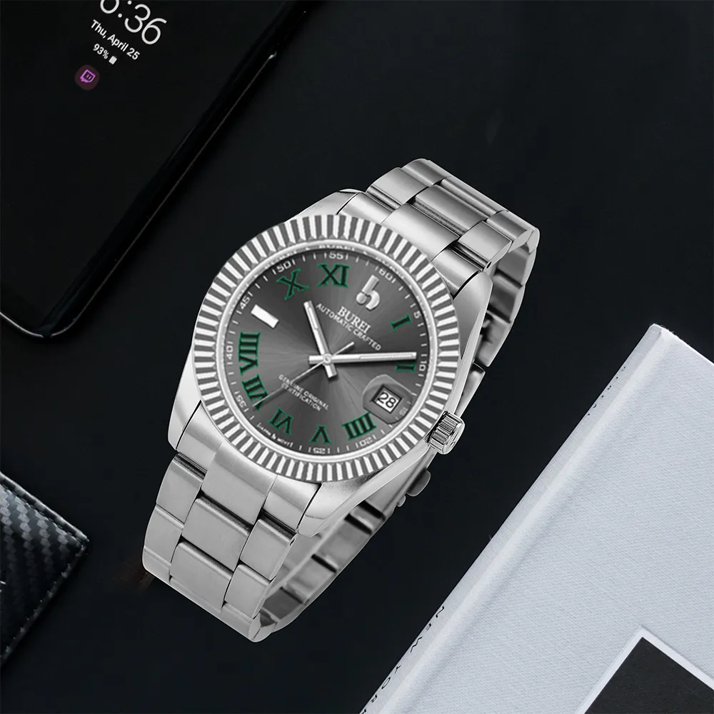 BUREI Luxury Automatic Watch 36mm, Fashion Waterproof Mechanical Watch, Adjustable Stainless Steel Two Tone Strap sold by Burei product image thumbnail 2