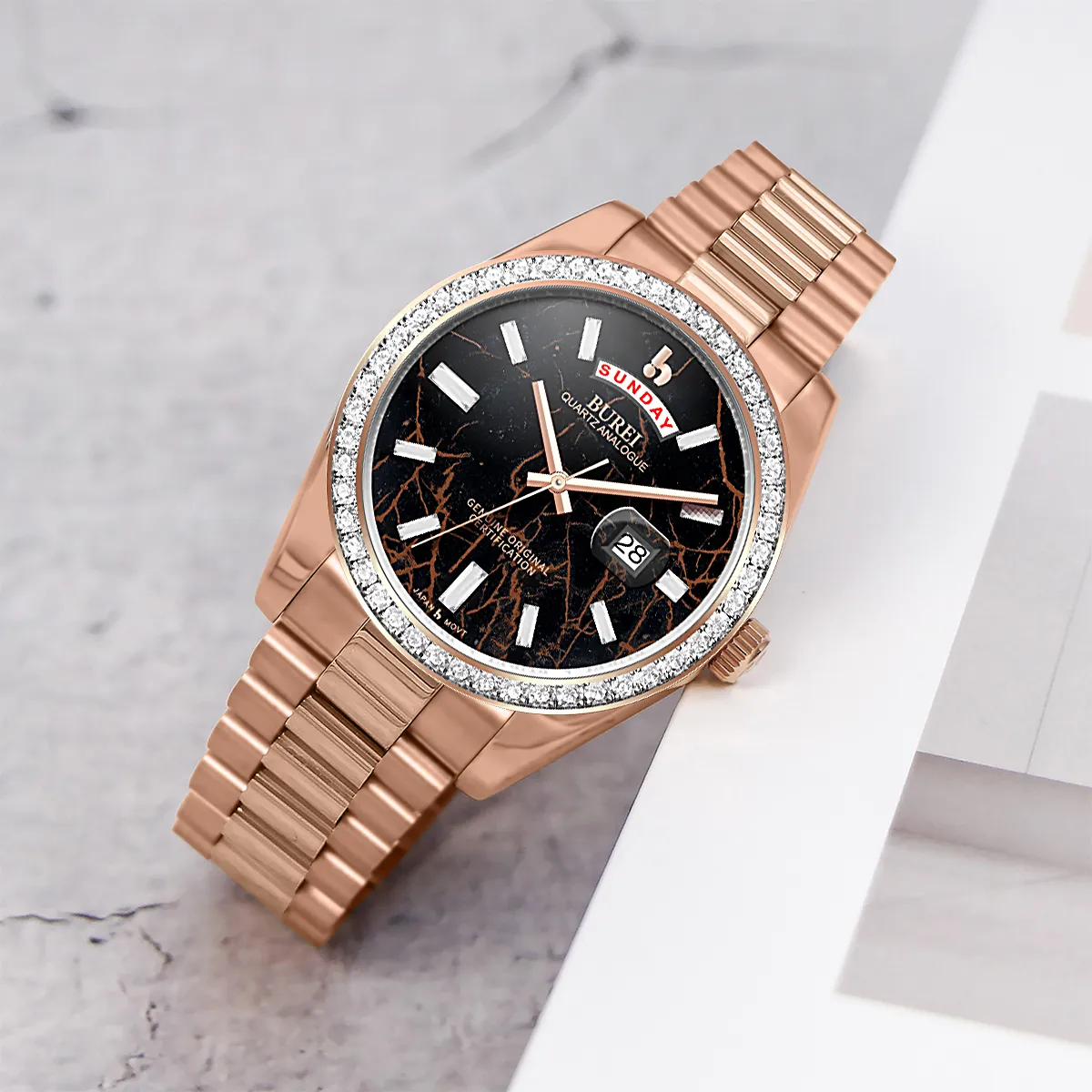 BUREI Mens Watch 41mm, Stainless Steel Analog Quartz, Waterproof with Calendar, Sapphire Crystal Dial, Business Casual Luxury Wristwatch sold by Burei product image thumbnail 2