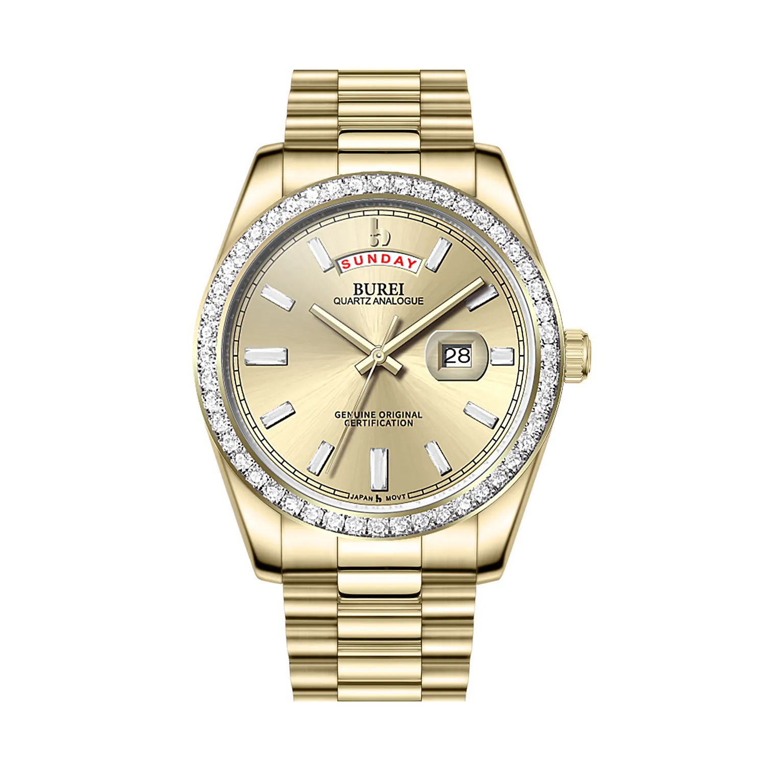 BUREI Mens Watch 41mm, Stainless Steel Analog Quartz, Waterproof with Calendar, Sapphire Crystal Dial, Business Casual Luxury Wristwatch sold by Burei product image thumbnail 4