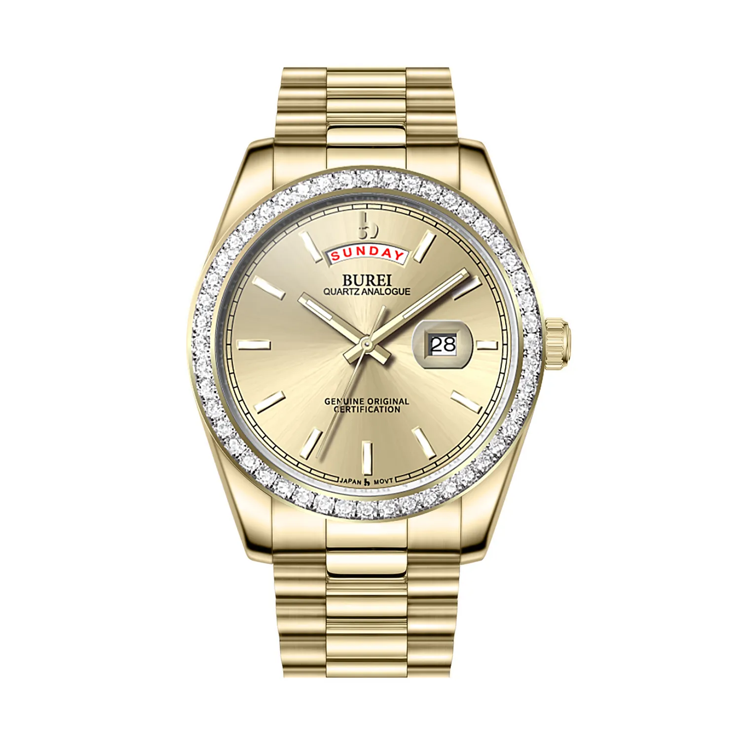 BUREI Mens Watch 41mm, Stainless Steel Analog Quartz, Waterproof with Calendar, Sapphire Crystal Dial, Business Casual Luxury Wristwatch sold by Burei product image thumbnail 4