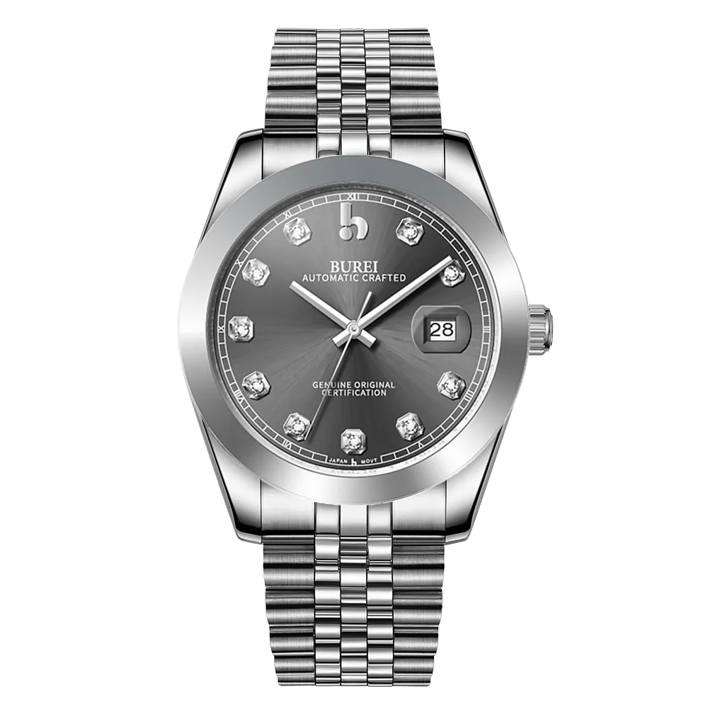 BUREI Men's Watch 41mm, Classic Stainless Steel, Waterproof Machine Watch with Date, Sapphire Crystal, Business Dress Wristwatch sold by Burei product image thumbnail 4