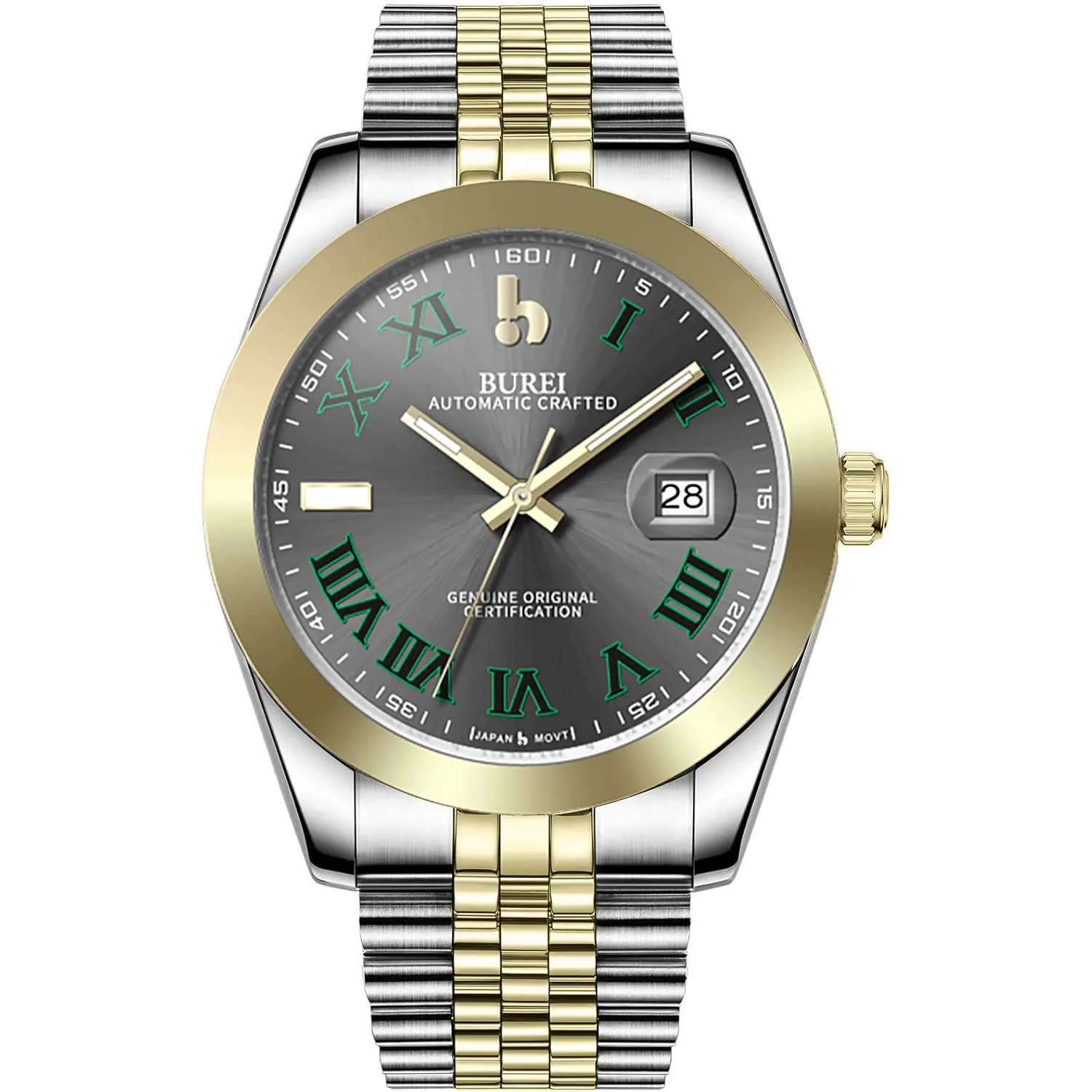 BUREI Men's Watch 41mm, Classic Stainless Steel, Waterproof Machine Watch with Date, Sapphire Crystal, Business Dress Wristwatch sold by Burei product image thumbnail 4