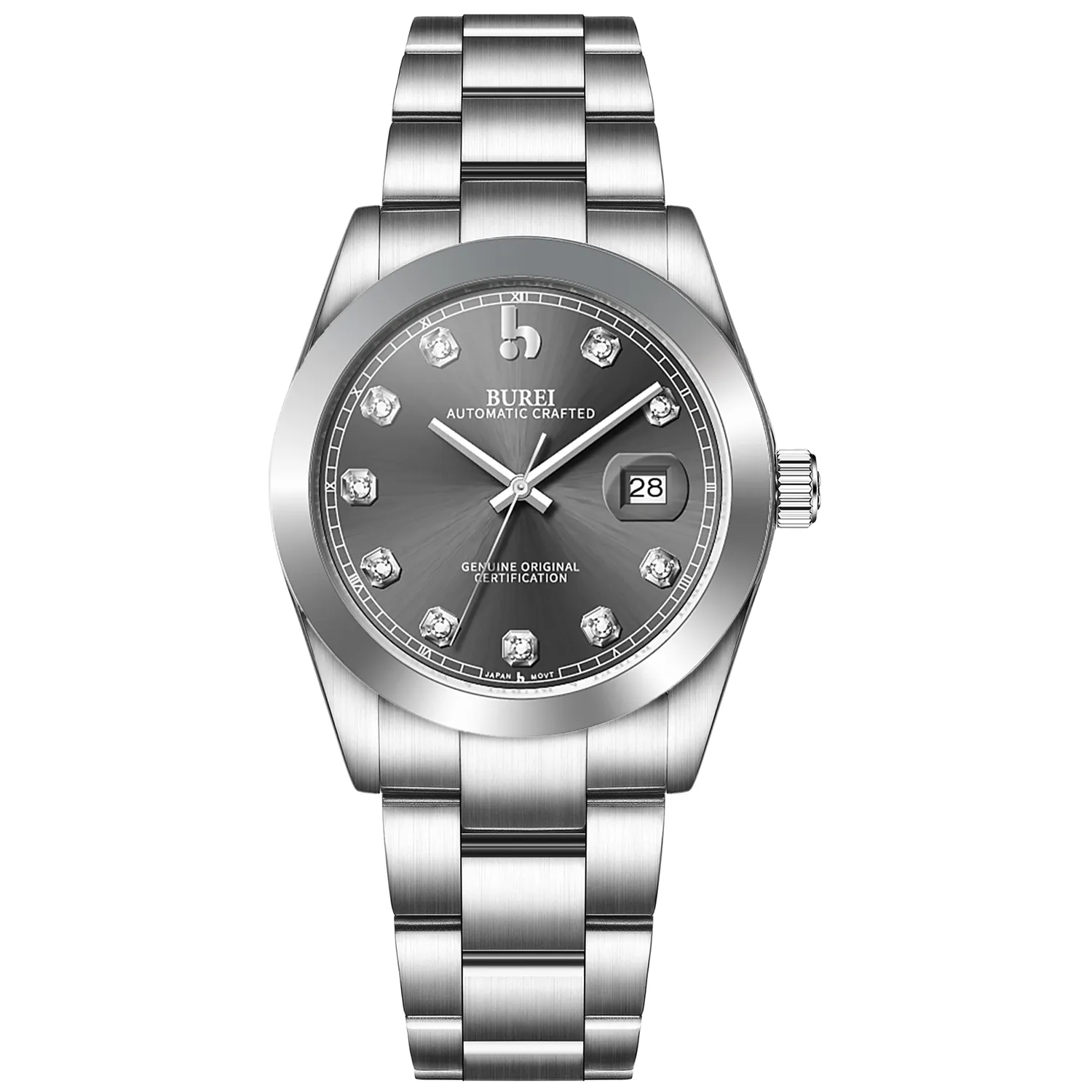 BUREI Men's Watch 41mm, Classic Stainless Steel, Waterproof Machine Watch with Date, Sapphire Crystal, Business Dress Wristwatch sold by Burei product image thumbnail 4