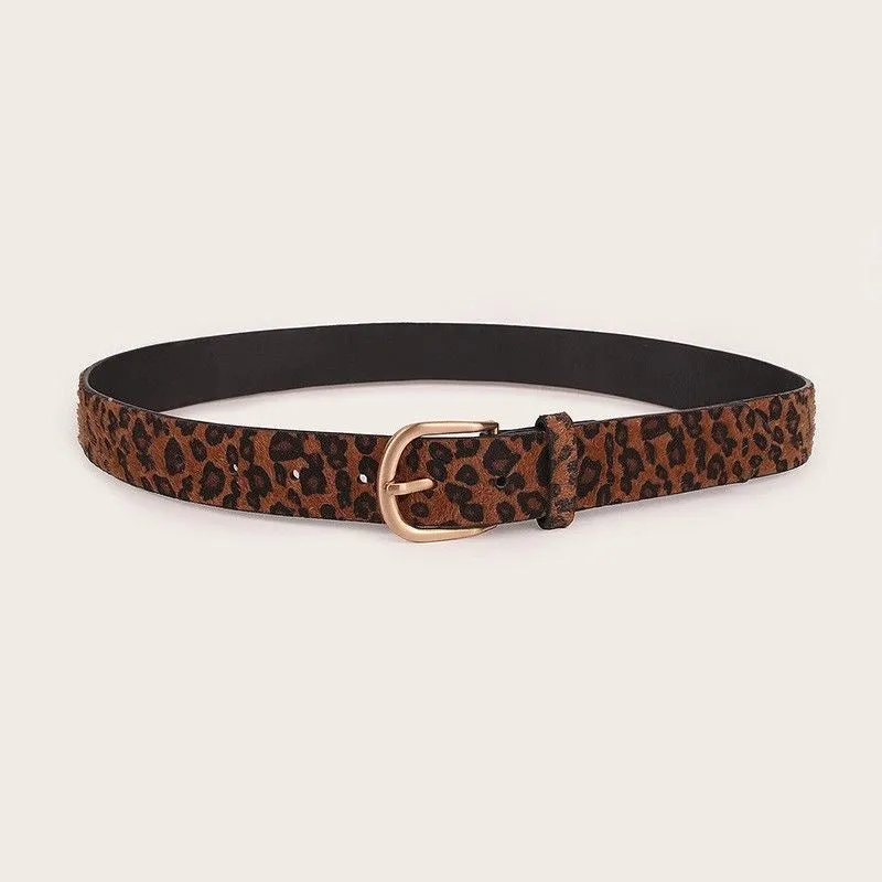 BUREI Women's Leopard Belt Animal Print Belt with Metal Buckle Pu Leather Jeans Belts sold by Burei