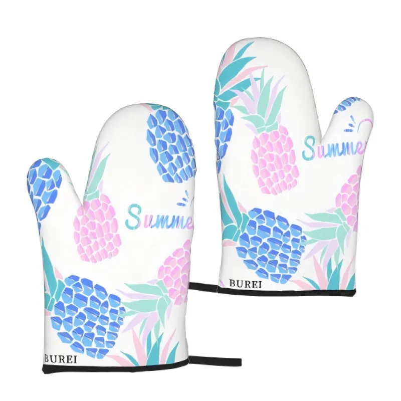 BUREI Dream of Pineapple Silicone Insulated, Heatresistant, Anti Slip Baking and Barbecue Gloves sold by Burei