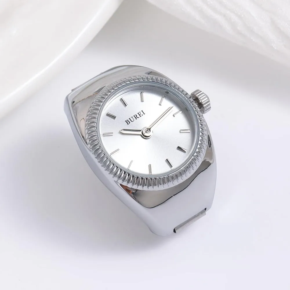BUREI Women's Quartz Stainless Steel Two-Hand Ring Watch, Men Women Finger Watch with Elastic Strap sold by Burei product image thumbnail 5