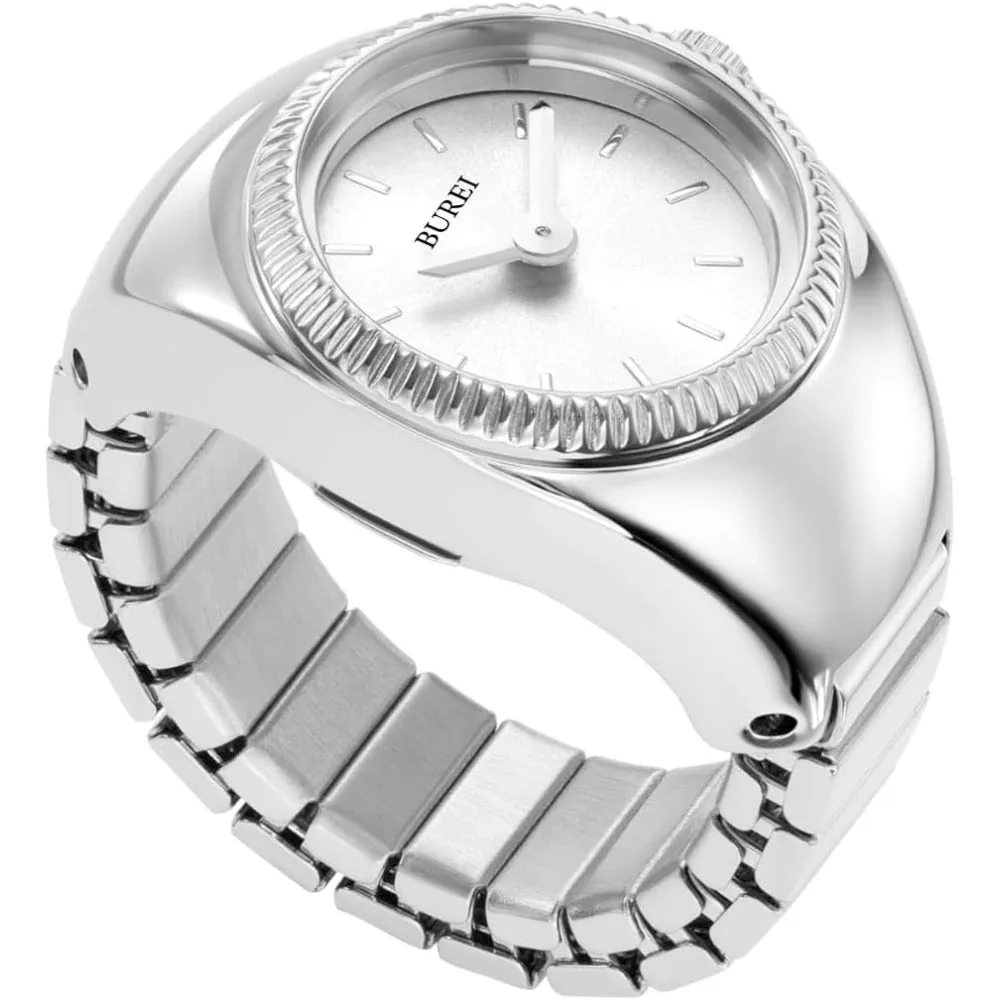 BUREI Women's Quartz Stainless Steel Two-Hand Ring Watch, Men Women Finger Watch with Elastic Strap sold by Burei product image thumbnail 3