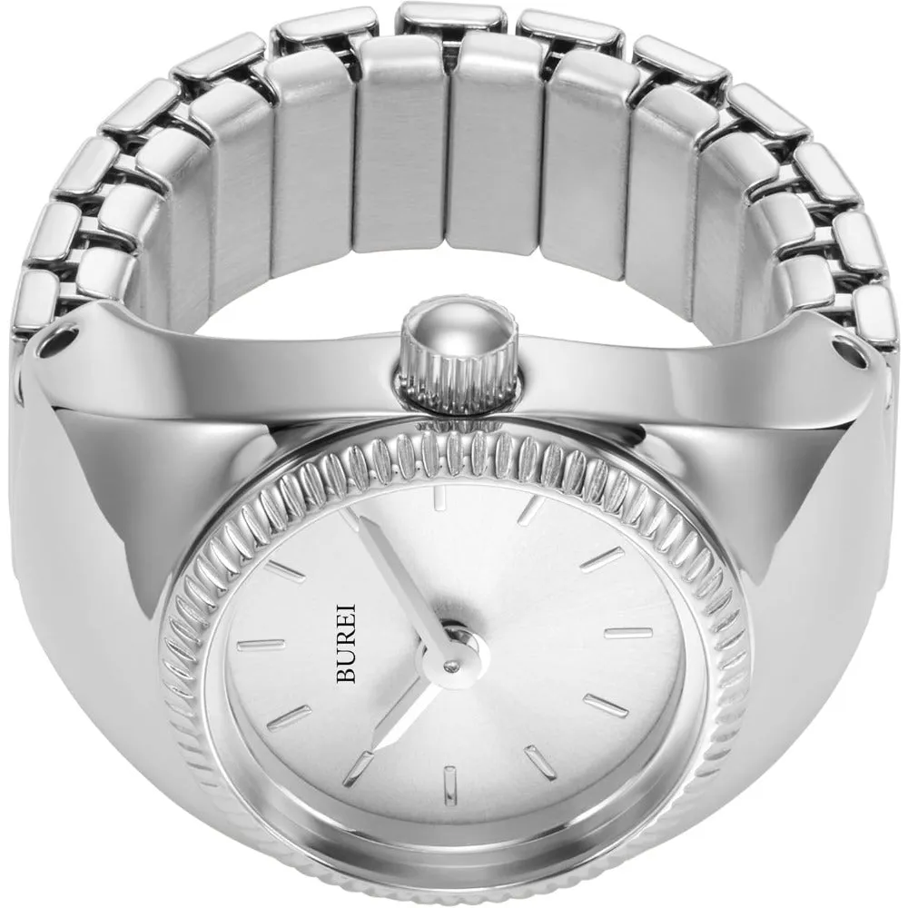 BUREI Women's Quartz Stainless Steel Two-Hand Ring Watch, Men Women Finger Watch with Elastic Strap sold by Burei product image thumbnail 4