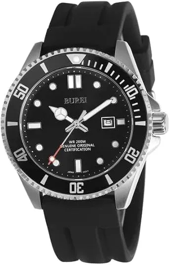 BUREI Men's Dive Watch, 200M Waterproof Analog Quartz Stainless Steel Fashion Classic Work Business Dress Wrist Watch for Men with Auto Date sold by Burei product image thumbnail 2
