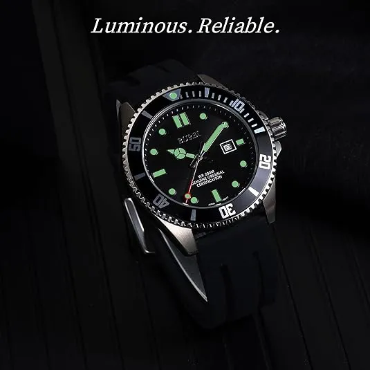 BUREI Men's Dive Watch, 200M Waterproof Analog Quartz Stainless Steel Fashion Classic Work Business Dress Wrist Watch for Men with Auto Date sold by Burei product image thumbnail 4