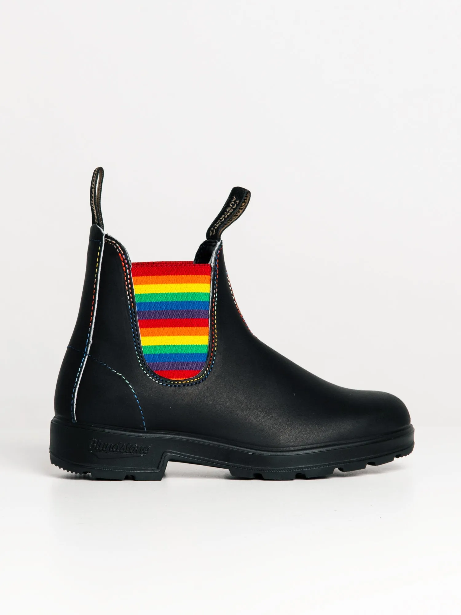 WOMENS BLUNDSTONE ORIGINAL BLACK WITH RAINBOW ELASTIC - CLEARANCE sold by Blackwell
