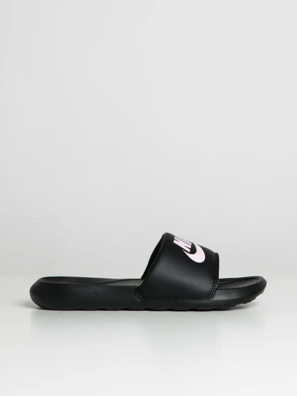 WOMENS NIKE VICTORI ONE SLIDES - BLACK/LIGHT ARCTIC PINK sold by Blackwell