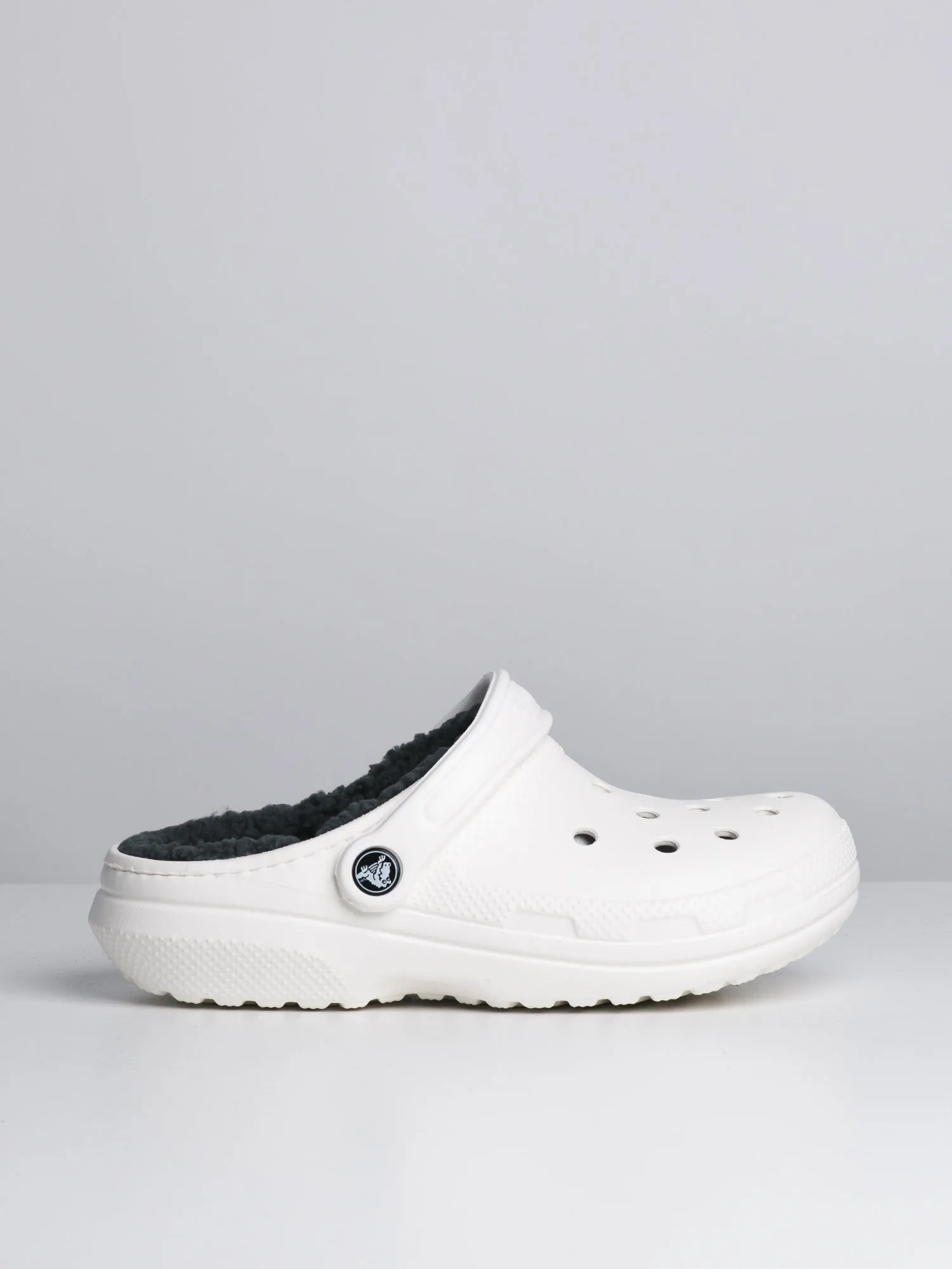 WOMENS CROCS CLASSIC LINED CLOG - WHITE/GREY sold by Blackwell