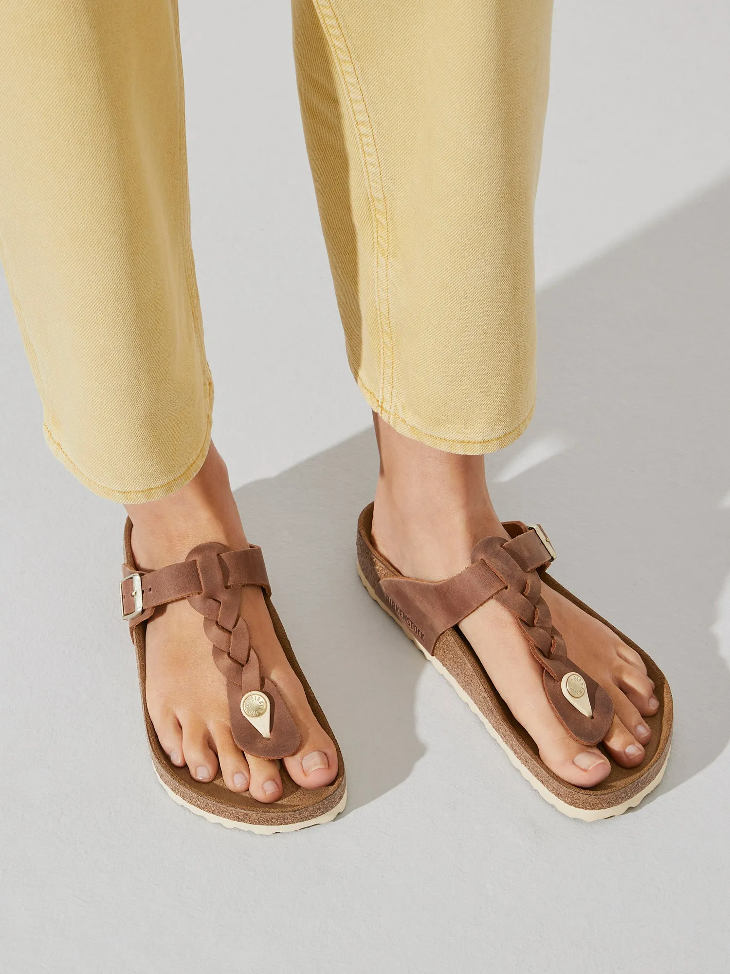 WOMENS BIRKENSTOCK GIZEH BRAIDED LEATHER SANDALS - REGULAR - COGNAC sold by Blackwell product image thumbnail 3
