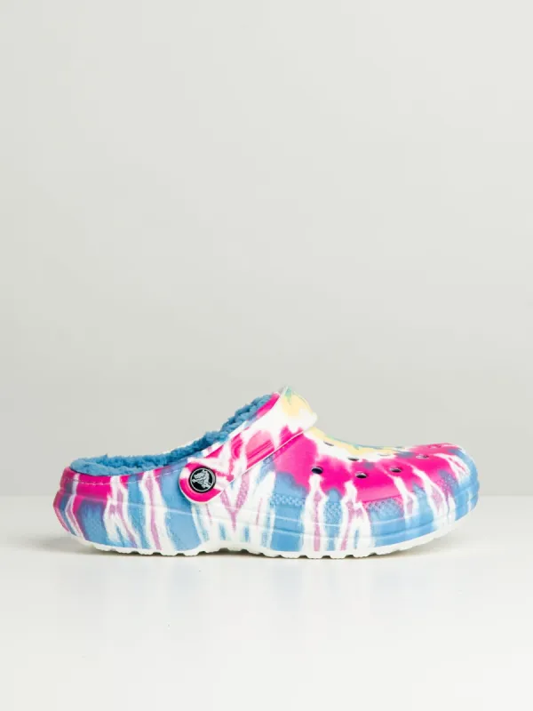 WOMENS CROCS CLASSIC LINED TIE DYE GRAPHIC CLOGS - CLEARANCE made by Blackwell