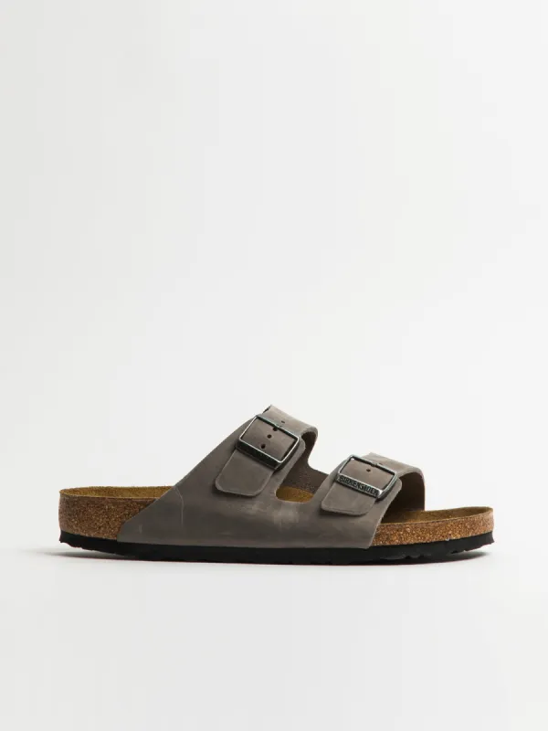MENS BIRKENSTOCK ARIZONA SF OILED LEATHER SANDALS - IRON sold by Blackwell