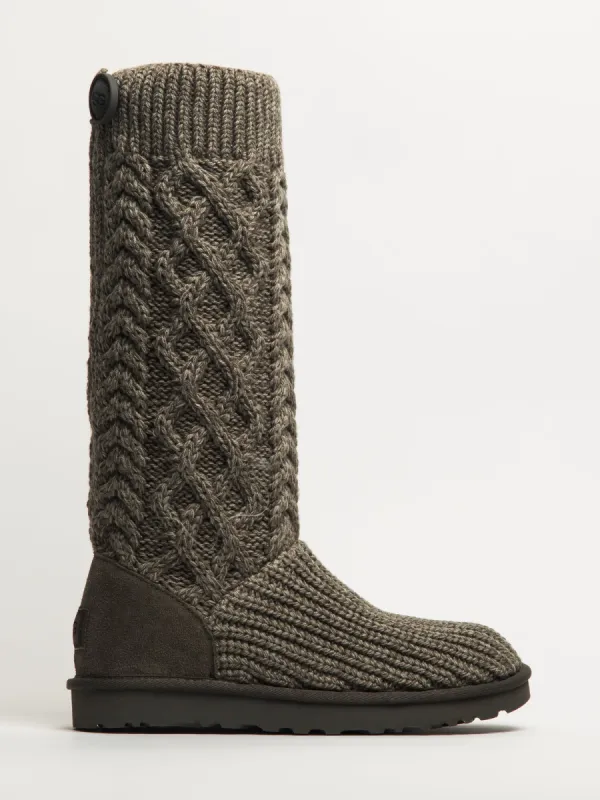 WOMENS UGG CLASSIC CARDI CABLED KNIT BOOT - GREY sold by Blackwell