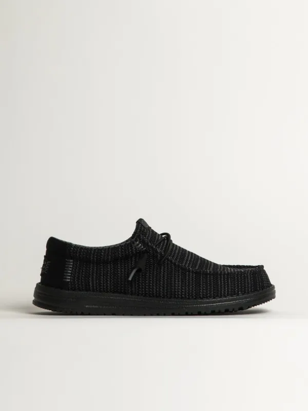 MENS HEYDUDE WALLY STRETCH SOX SLIP-ON - BLACK sold by Blackwell