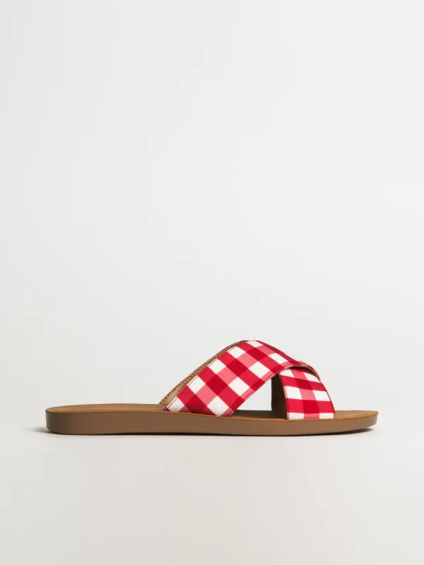 WOMENS HARLOW CAMI SANDALS - RED GINGHAM sold by Blackwell