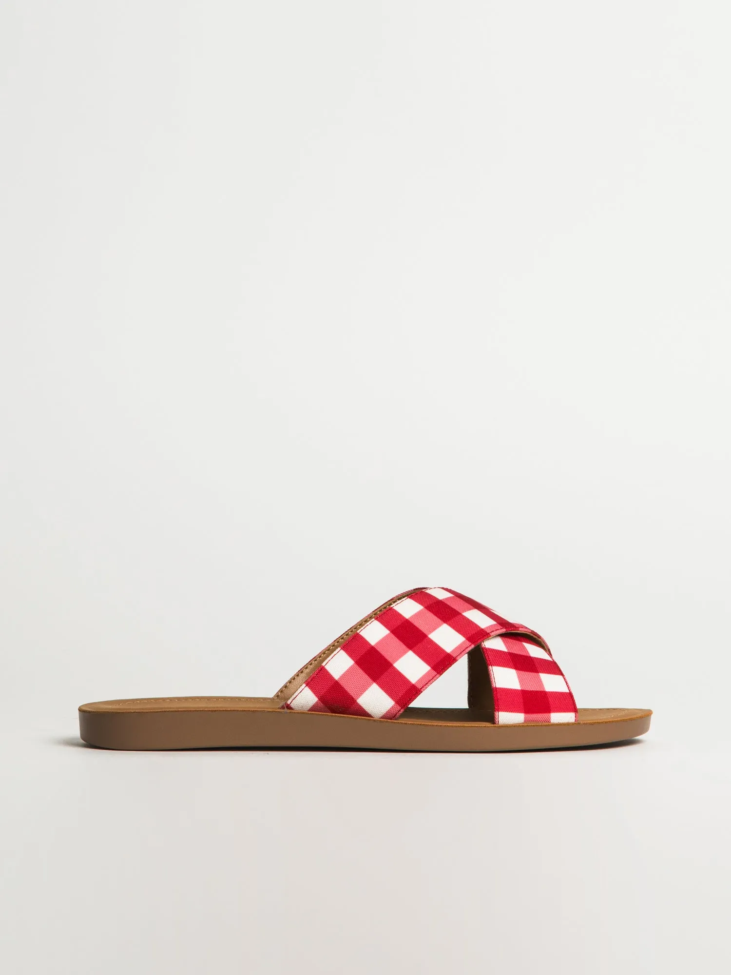 WOMENS HARLOW CAMI SANDALS - RED GINGHAM sold by Blackwell