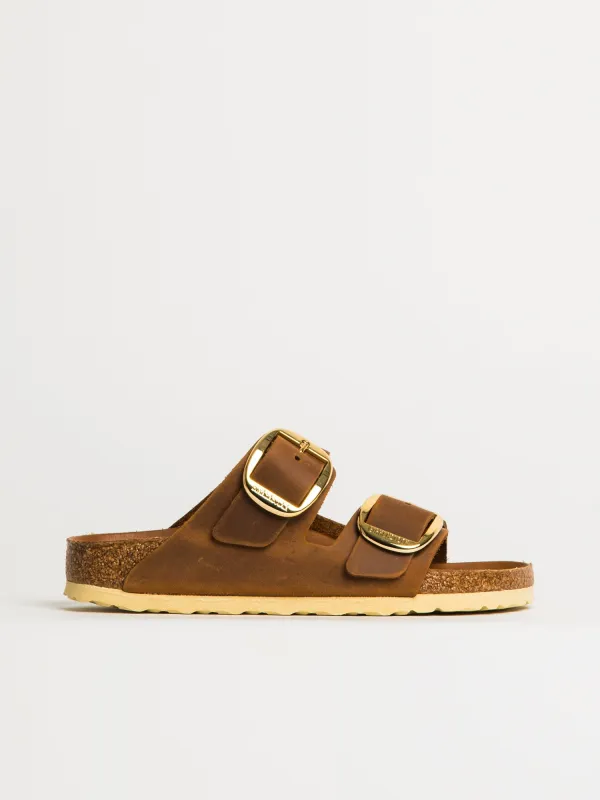WOMENS BIRKENSTOCK ARIZONA BIG BUCKLE OILED LEATHER SANDALS - MEDIUM/NARROW - COGNAC sold by Blackwell