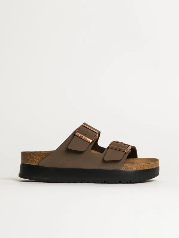 WOMENS BIRKENSTOCK ARIZONA VEGAN PLATFORM SANDALS - MEDIUM/NARROW - MOCHA sold by Blackwell