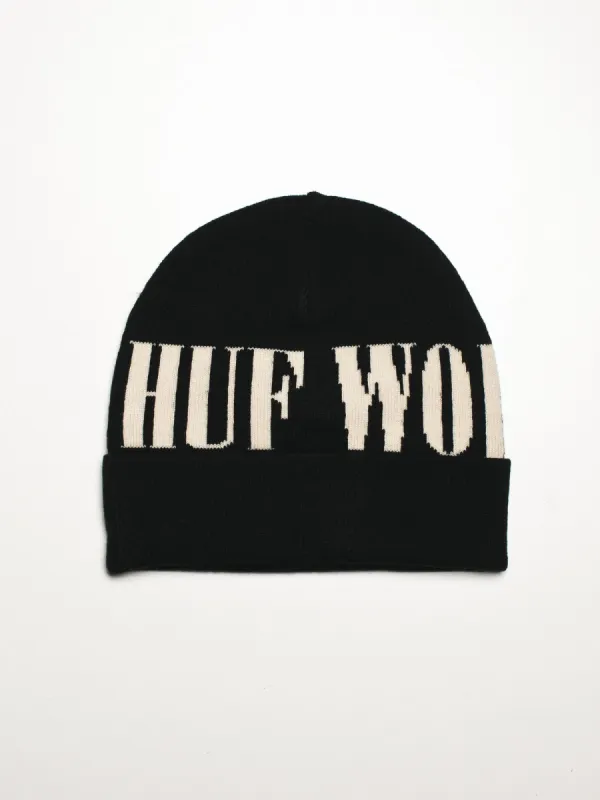 SERIF BEANIE - BLACK - CLEARANCE made by HUF