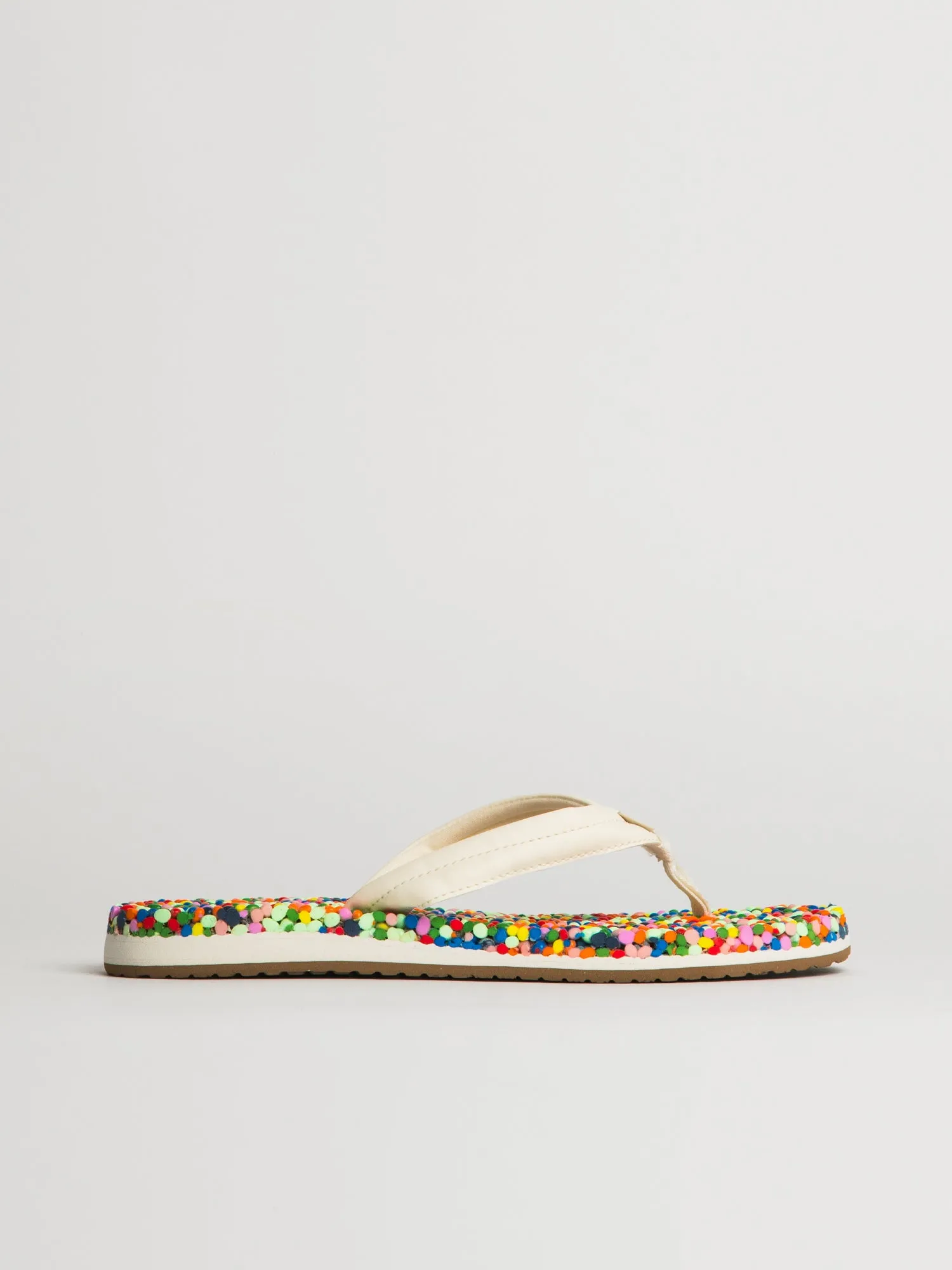 WOMENS SANUK BUBBLECUSH SANDALS - RAINBOW CONFETTI sold by Blackwell
