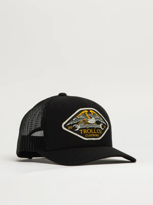 TROLL CO. DHCM WING SPANNER CURVED BRIM HAT - BLACK made by Blackwell