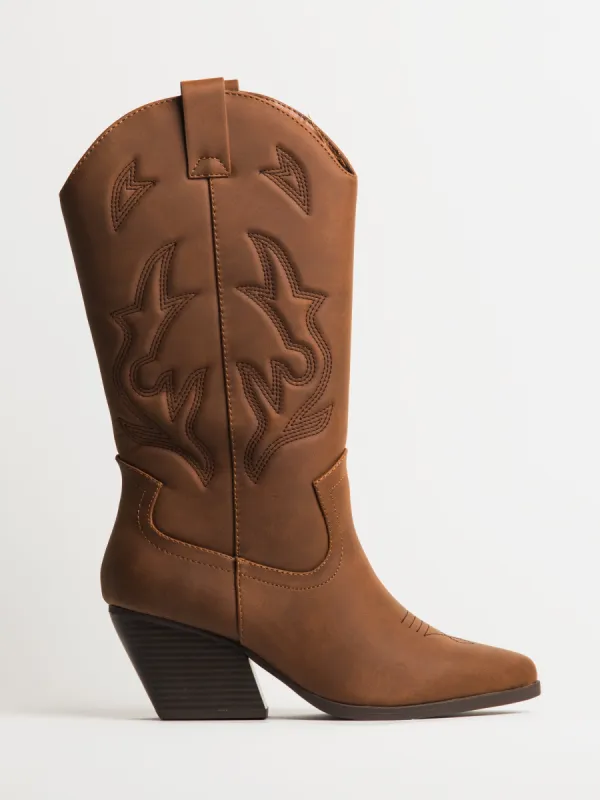WOMENS HARLOW STASSIE COWBOY BOOTS - BROWN sold by Blackwell