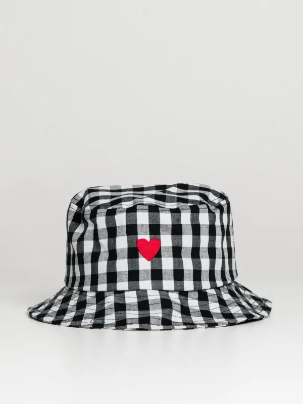 DLG BUCKET HAT - HEART ON CHECKERED PRINT - CLEARANCE sold by Blackwell
