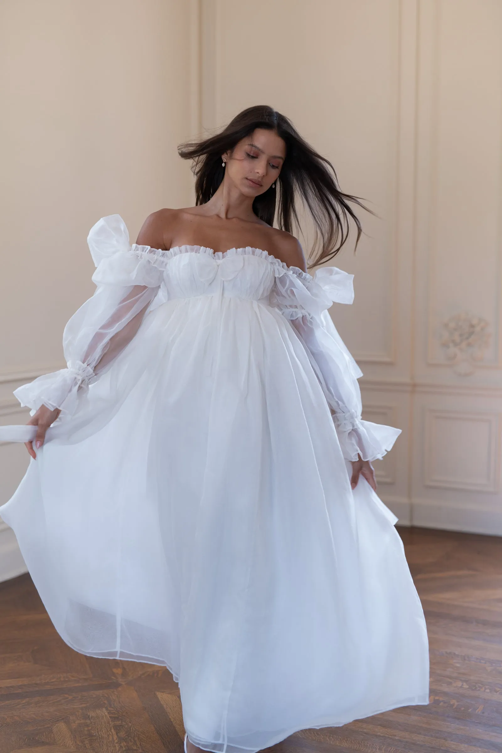 【LOULOUSEOUL】Sheer Puff Long Dress (Ivory) The Ivory Palace Gown | Parallel