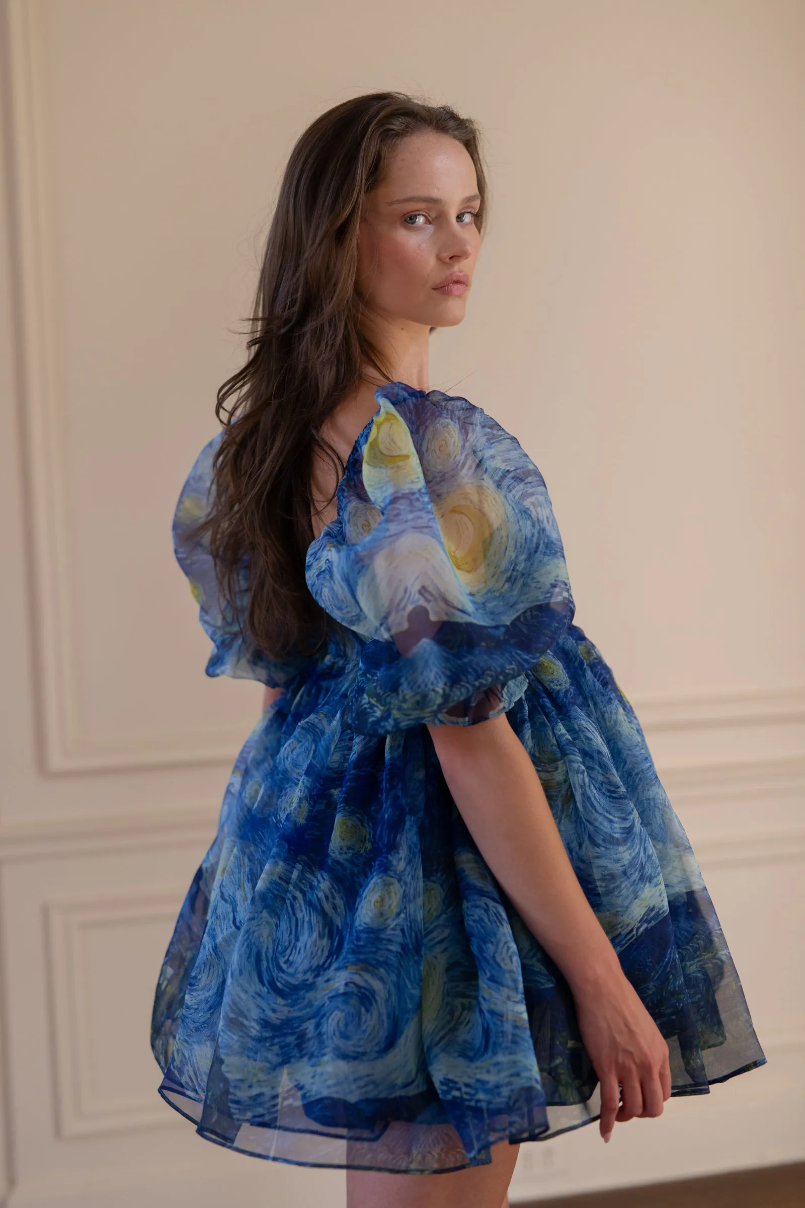 The Starry Night Silk Puff Dress sold by Selkie product image thumbnail 4