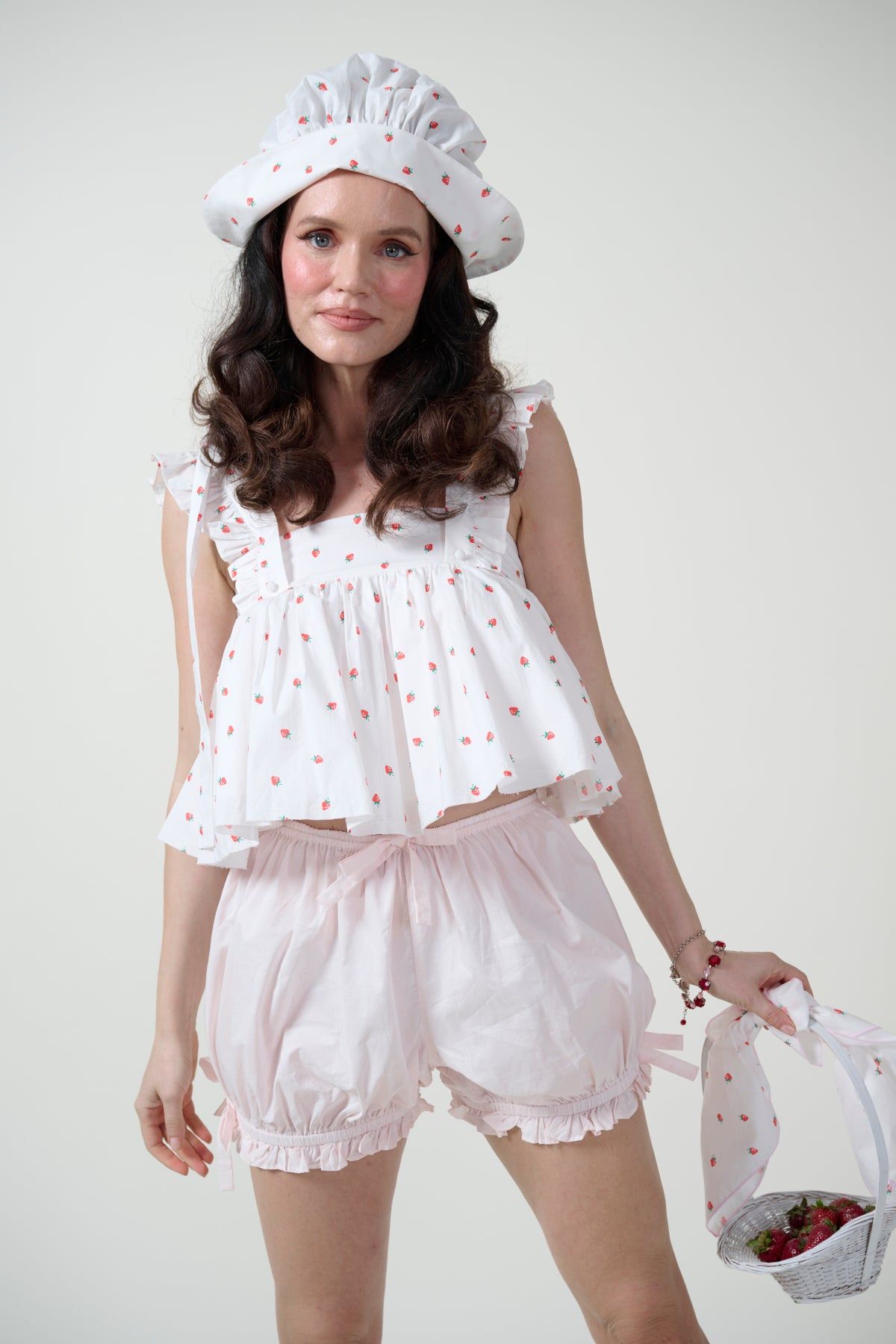 La Fraise Ruffle Apron Top sold by Selkie